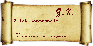 Zwick Konstancia névjegykártya